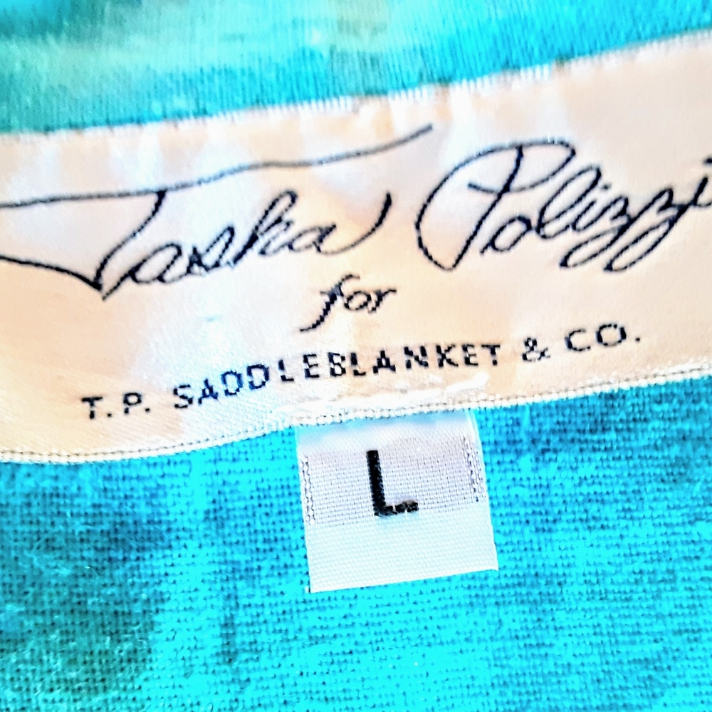 Turquoise 100% Linen Vest L - Picture 5 of 6